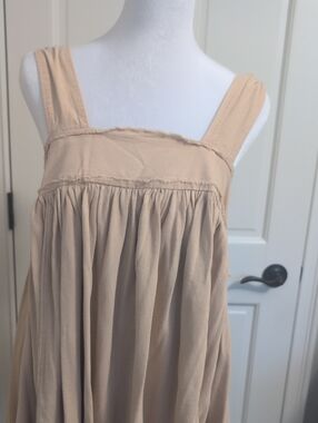 Small Neutral Beige Sleeveless Gathered Sundress